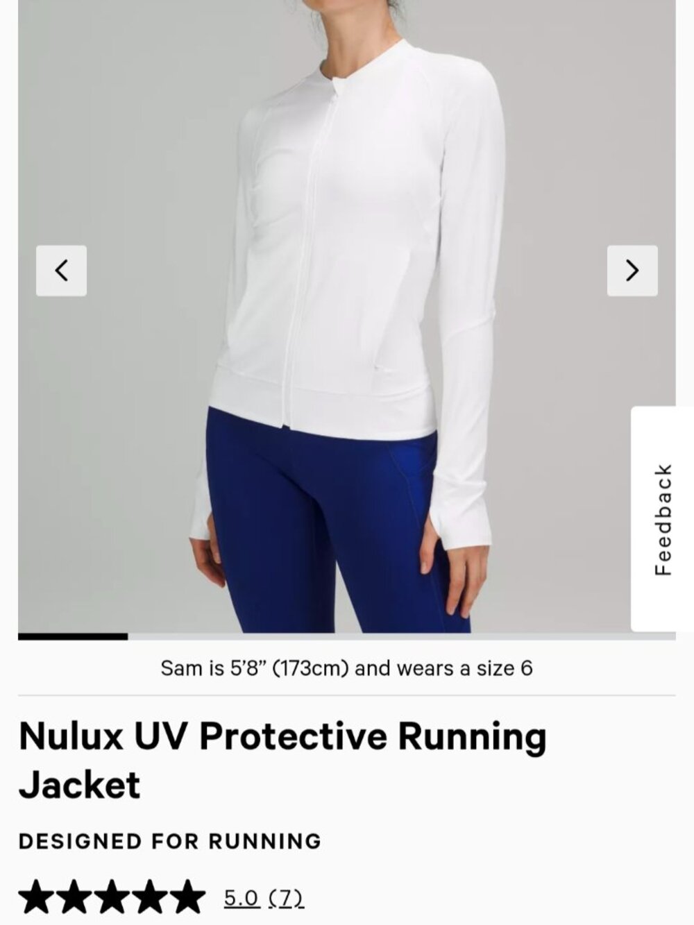 Lululemon Nulu UV Protective Running Jacket Size 8